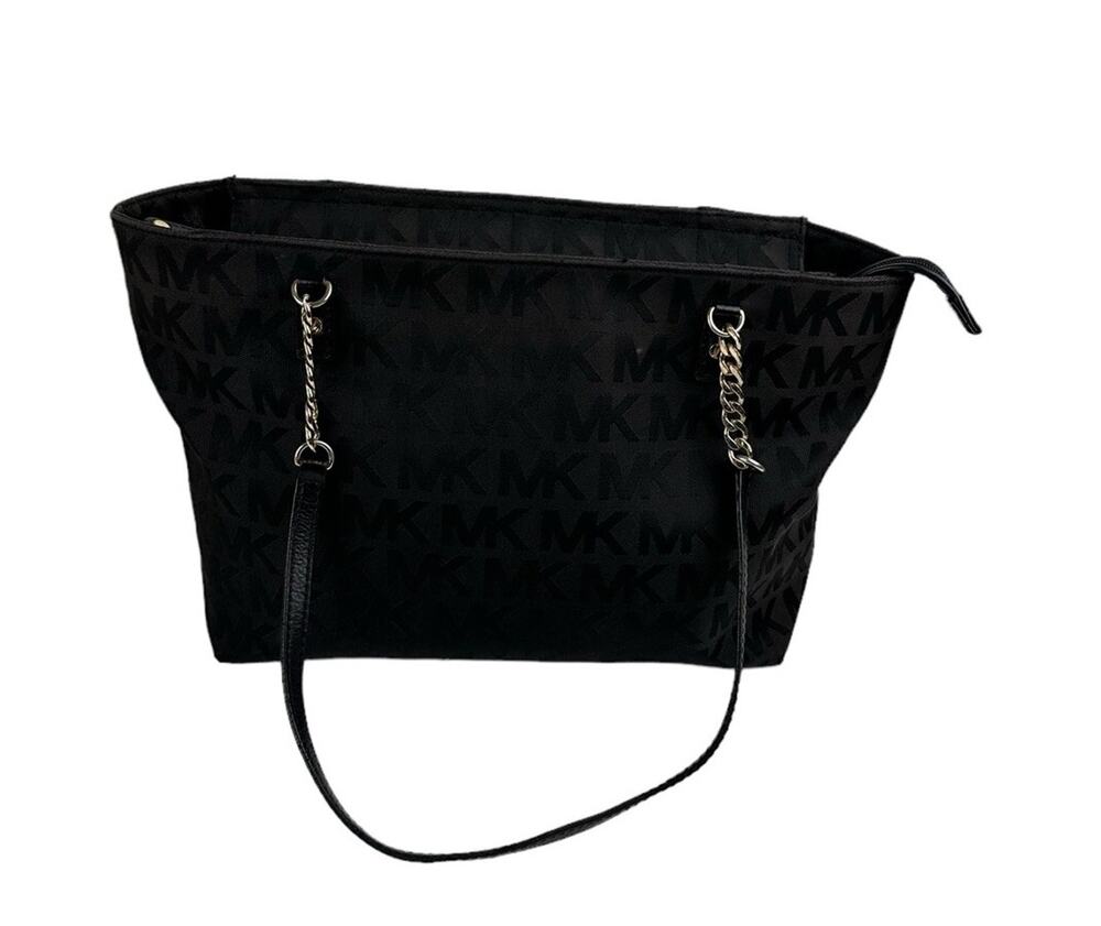 Michael Kors Jet Set Top Signature Monogram Women Handbag. Black on Black